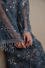 INDIGO SPARK-4PC ORGANZA EMBROIDERED SUIT
