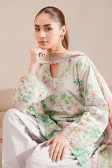 MINTY GLOW-3 PIECE PRINTED LAWN SUIT