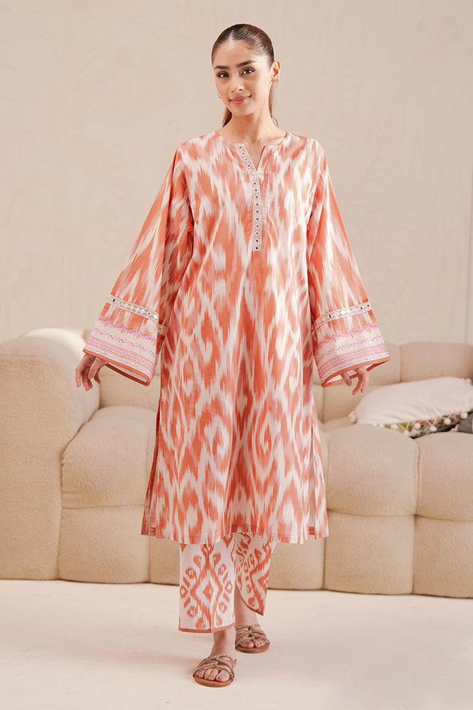SAFFRON FADE-2 PIECE PRINTED LAWN SUIT