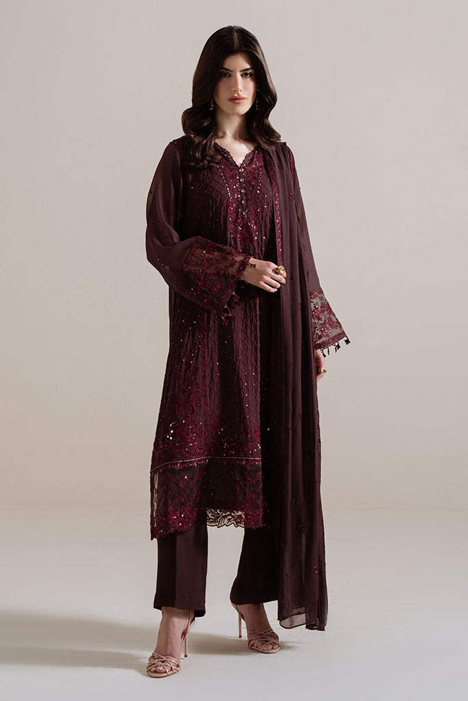 VELVET DUSK-4PC CHIFFON EMBROIDERED SUIT