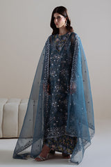 INDIGO SPARK-4PC ORGANZA EMBROIDERED SUIT