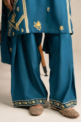 MYSTIC TEAL-3PC (SHIRT, TROUSER & DUPATTA)