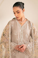 VULCAN MUD-4PC CHIFFON EMBROIDERED SUIT