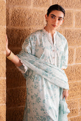 SUBTLE AQUA-3 PC PRINTED LAWN SUIT