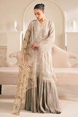 VULCAN MUD-4PC CHIFFON EMBROIDERED SUIT