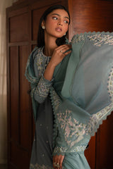 MOONLIGHT BLUE- 3PC EMBROIDERED LAWN SUIT