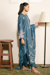 TEAL SERENITY- 3PC EMBROIDERED LAWN SUIT