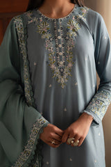 MOONLIGHT BLUE- 3PC EMBROIDERED LAWN SUIT