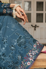 AQUA COBALT-3 PC EMBROIDERED LAWN SUIT