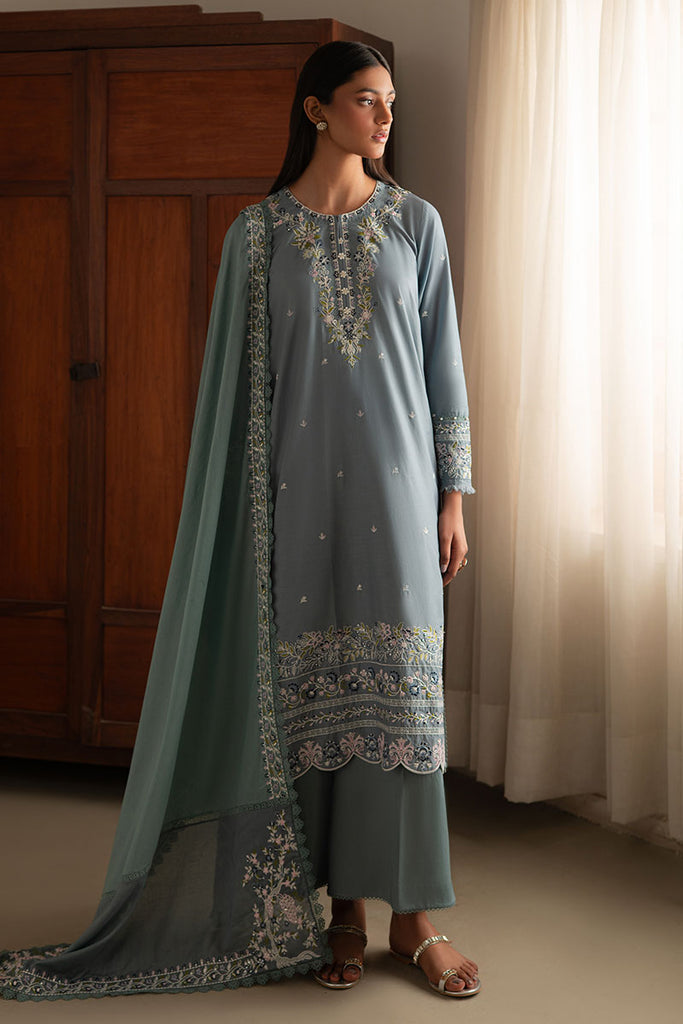 MOONLIGHT BLUE- 3PC EMBROIDERED LAWN SUIT