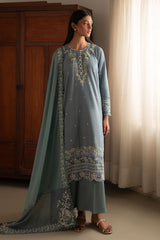 MOONLIGHT BLUE- 3PC EMBROIDERED LAWN SUIT