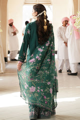 LAUREL GREEN-3 PC EMBROIDERED LAWN SUIT