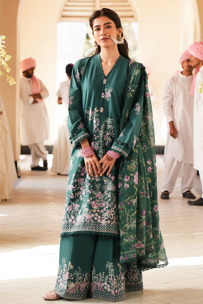 LAUREL GREEN-3 PC EMBROIDERED LAWN SUIT