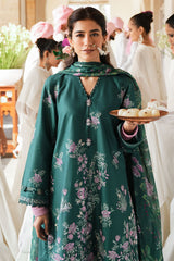 LAUREL GREEN-3 PC EMBROIDERED LAWN SUIT