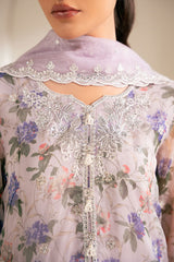 DUSTY LAVENDER-4PC ORGANZA EMBROIDERED SUIT