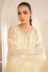 LEMON BLISS-4PC CHIFFON EMBROIDERED SUIT