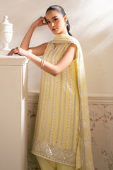 LEMON BLISS-4PC CHIFFON EMBROIDERED SUIT