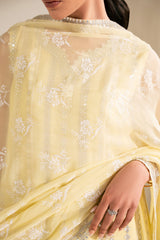 LEMON BLISS-4PC CHIFFON EMBROIDERED SUIT