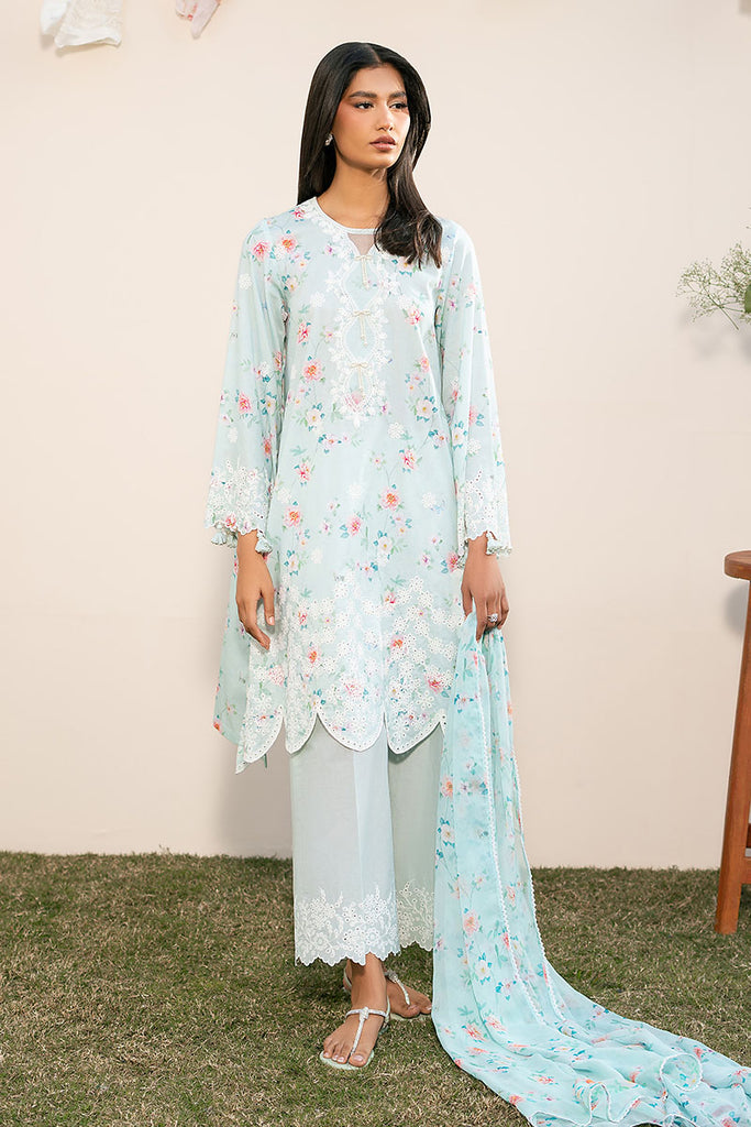 AQUA DEW- 3PC EMBROIDERED LAWN SUIT