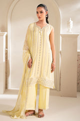 LEMON BLISS-4PC CHIFFON EMBROIDERED SUIT