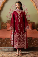 CRIMSON RED-3PC PRINTED LAWN SUIT