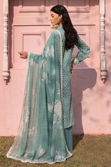 TEAL GRACE-3PC PRINTED LAWN SUIT