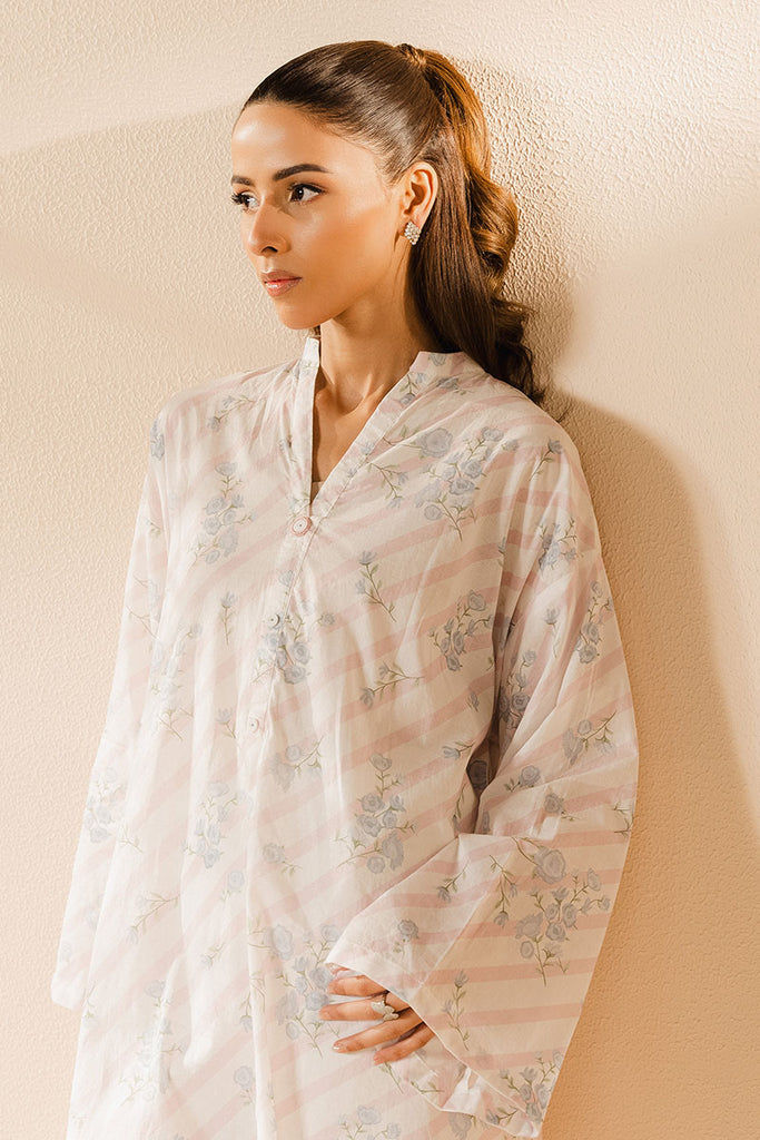CELESTIAL WHITE PRINTED LAWN SHIRT
