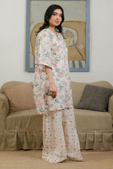 WHITE ORNATE-2 PC PRINTED LAWN SUIT