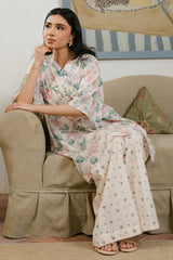 WHITE ORNATE-2 PC PRINTED LAWN SUIT