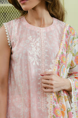 SOFT PINK-3 PC PRINTED SUIT LAWN SUIT