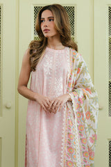 SOFT PINK-3 PC PRINTED SUIT LAWN SUIT