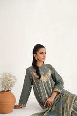 AURIC SAGE-3PC EMBROIDERED LAWN SUIT