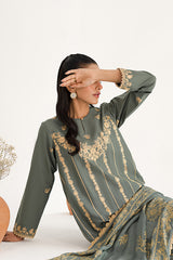 AURIC SAGE-3PC EMBROIDERED LAWN SUIT