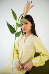 FLUORESCENT LIME EMBROIDERED SHIRT