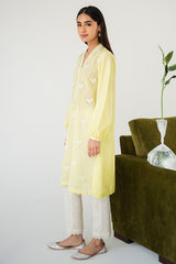 FLUORESCENT LIME EMBROIDERED SHIRT