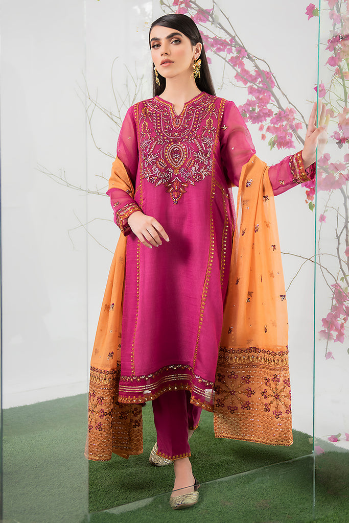 RUSTIC FUSCHIA-3PC (SHIRT, DUPATTA & TROUSER )